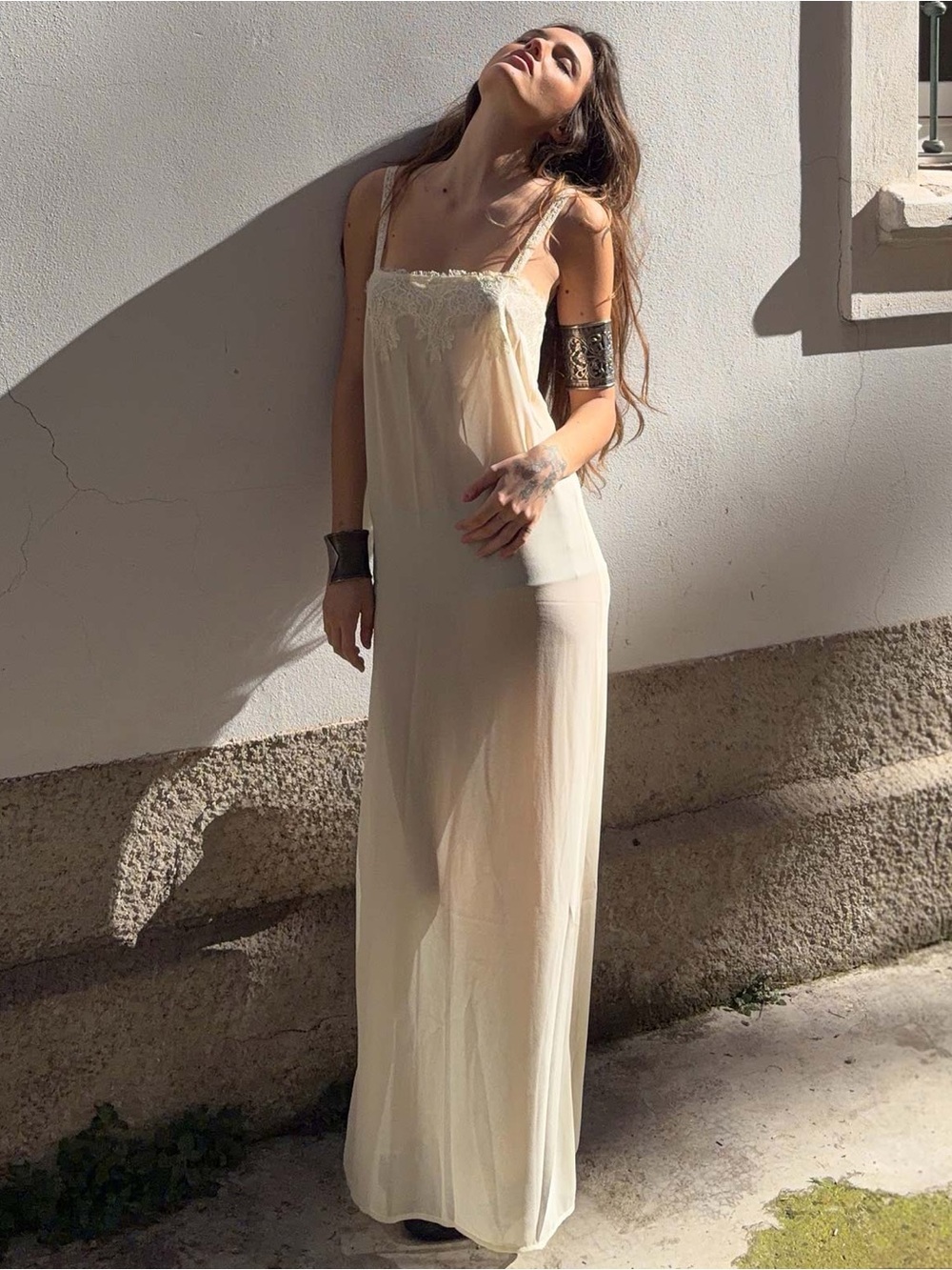 Lioness Glacial Sheer Maxi Dress Butter